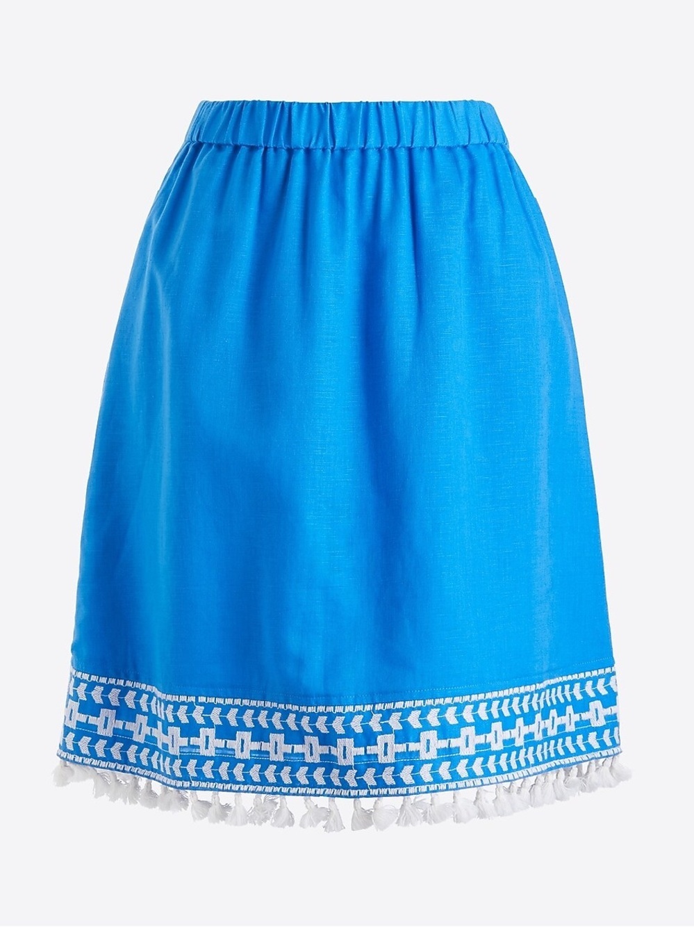 J Crew Pull-on tassle mini skirt, Size M, Linen/Cotton Blend, Great Condition